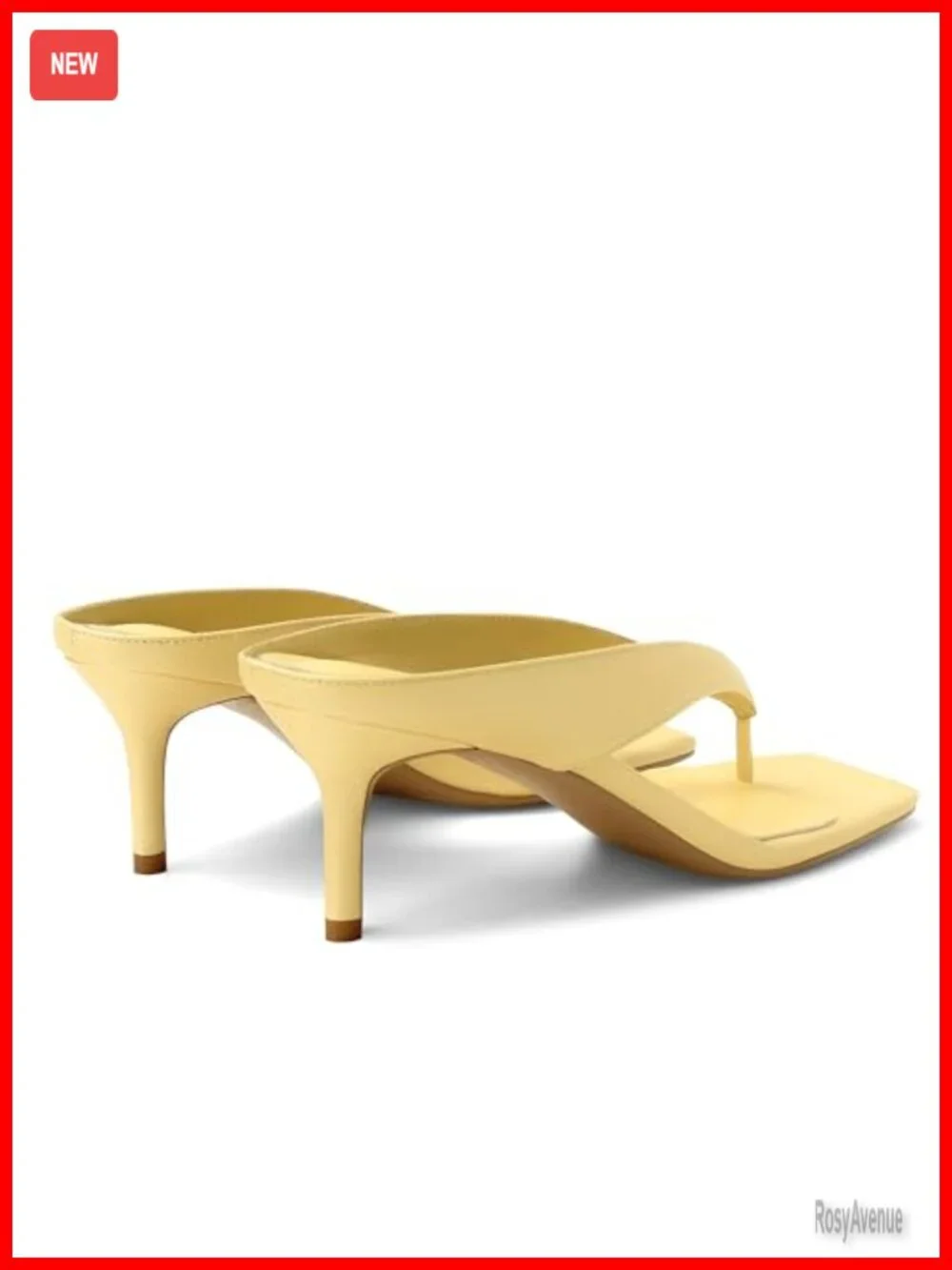 Square Toe Kitten Heel Sandals Slip On Thong Strap Heeled Slippers
